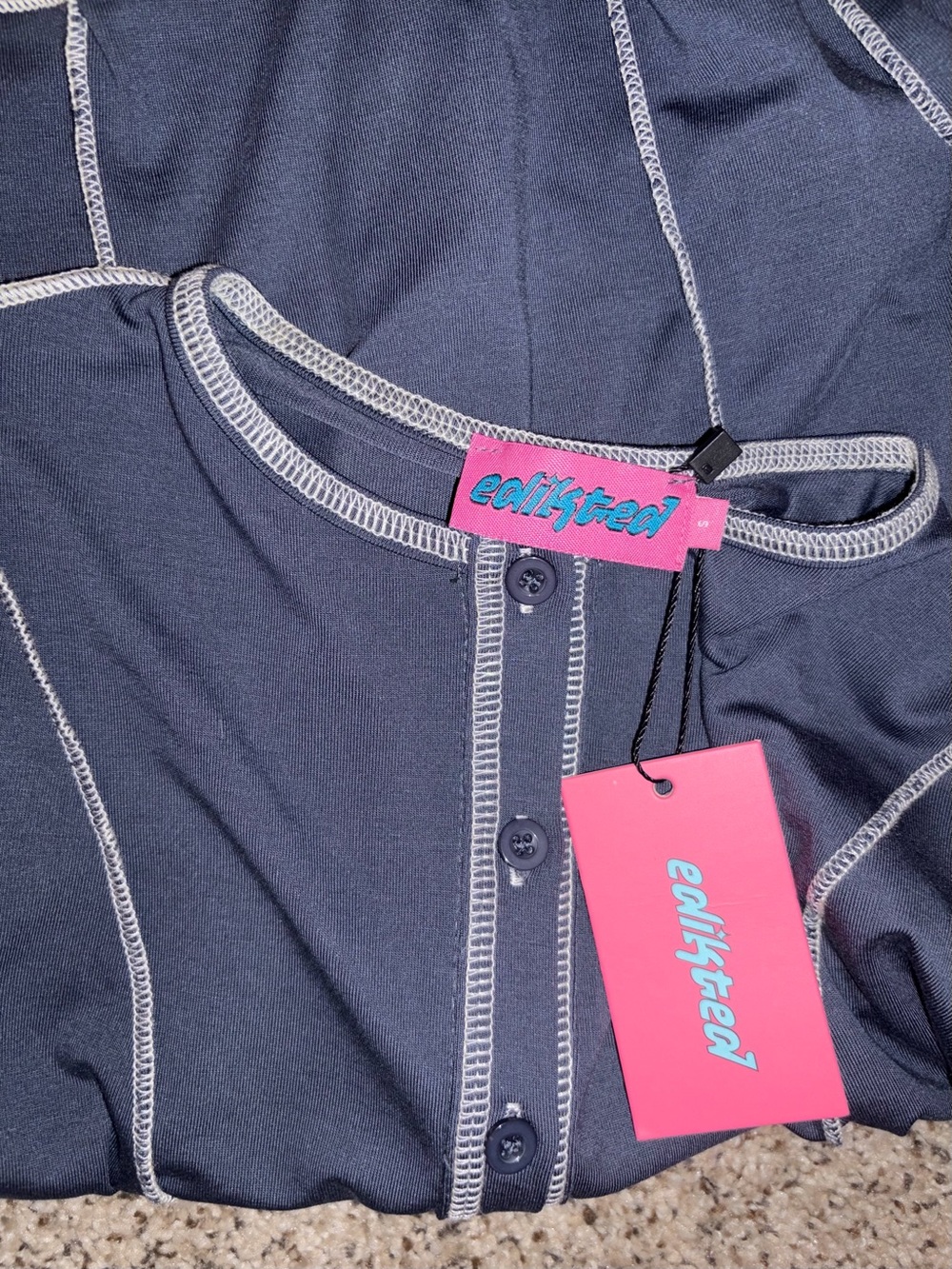 Edikted Blue Button-Front Top - Picture 4 of 4